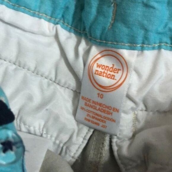 Wonder Nation Boys Embroidered Surfer Khaki Shorts Size 10  Cotton Blend - Picture 4 of 5